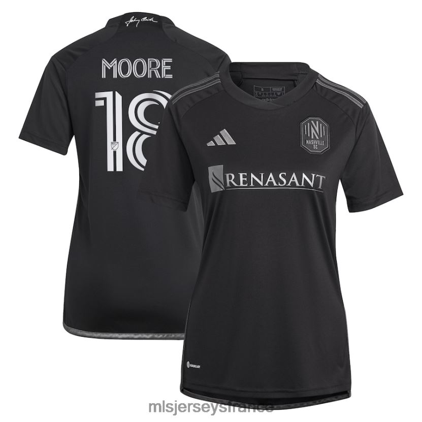 Jersey nashville sc shaq moore adidas noir 2023 homme en noir kit réplique maillot de joueur femmes MLS Jerseys 8664VV1522